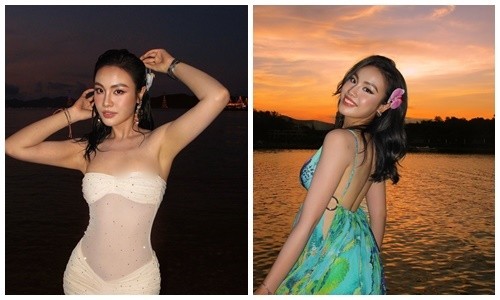 Á hậu Hoàn vũ Việt Nam Thủy Tiên khoe vẻ quyến rũ trên biển
