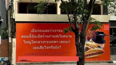 Quán cà phê Việt Nam ở Thái Lan gây xôn xao vì biển hiệu