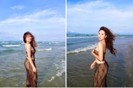 Con gái cựu hoa khôi bóng chuyền Kim Huệ đi biển "cực cháy"