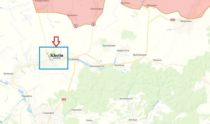 Theo kênh Rybar của Nga, quân đội Nga (RFAF) đang đẩy mạnh tấn công ở phía bắc tỉnh Sumy của Ukraine. Hiện tuyến phòng ngự bảo vệ ở phía bắc làng Khotin, đã nằm dưới sự kiểm soát của các đơn vị thuộc Cụm quân phía Bắc RFAF, xuất phát từ đầu cầu Kondratovka.